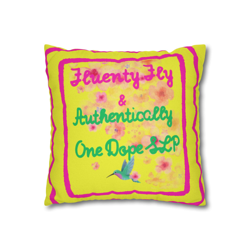 'FluentyFly & Authentically One Dope AF' Bright Floral Throw Pillow Cover