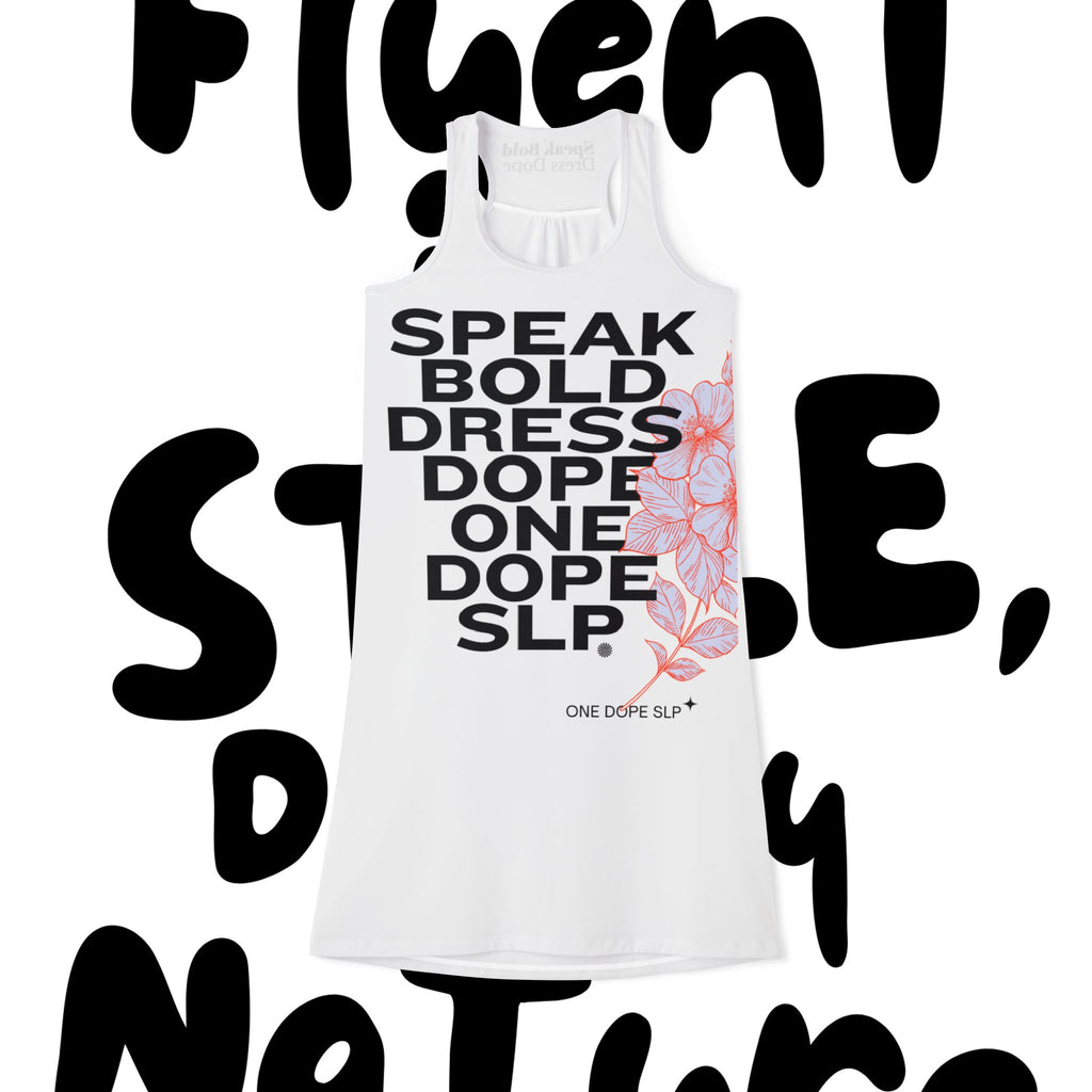 Bold Statement Racerback Dress, Casual Summer Dress, Beach Cover-Up, Festival Outfit, Everyday Wear