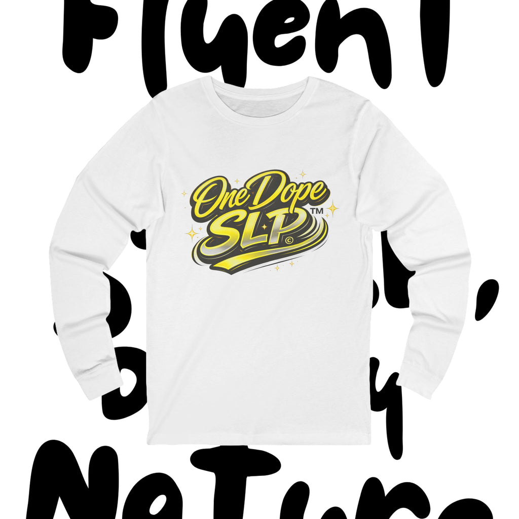 One Dope SLP Long Sleeve Tee — Retro Yellow Logo Speech-Language Pathologist Shirt