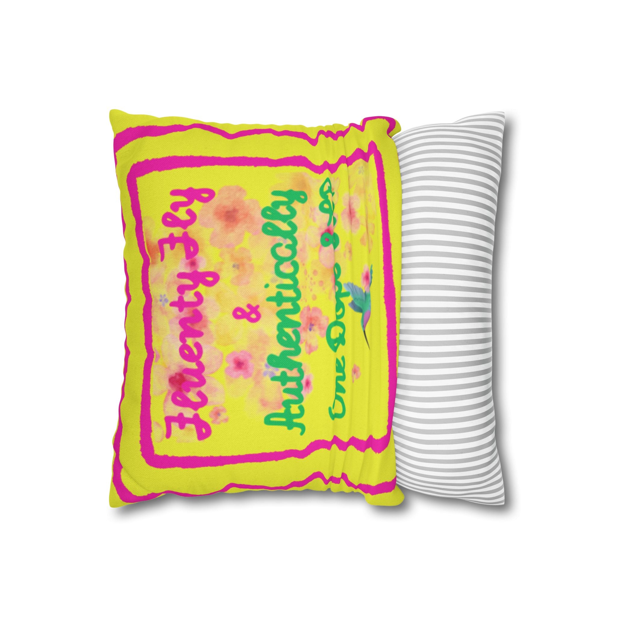 'FluentyFly & Authentically One Dope AF' Bright Floral Throw Pillow Cover