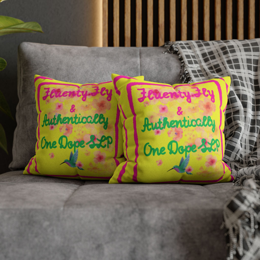 'FluentyFly & Authentically One Dope AF' Bright Floral Throw Pillow Cover